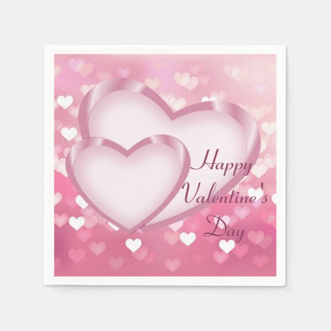 Rosa Sparkle Herz Valentinstag Neapel Serviette (Vorderseite)