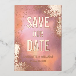 Rosa Sparkle Hombre Foto Overlay Save the Date Folieneinladung