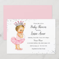 Rosa Sparkle Princess Kinderdusche Einladung