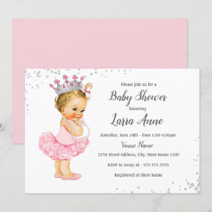 Rosa Sparkle Princess Kinderdusche Einladung