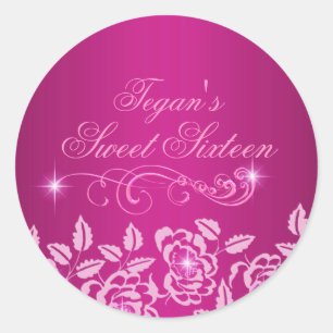 Rosa Sparkle Rose Sweet 16 Umschlag Aufkleber/Sieg Runder Aufkleber