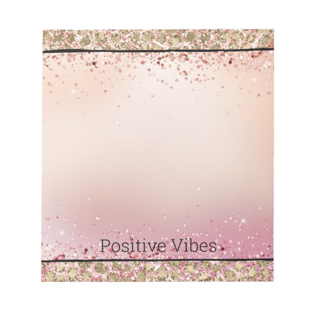 Rosa Sparkor Gold Leopard Print Notizblock (Vorderseite)