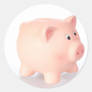 Rosa Sparschwein Runder Aufkleber