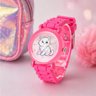 Rosa Spaß KItten Design Kinderkleidung Armbanduhr