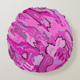 Rosa! Spaß mit Abstrakter Kunst Rundes Kissen