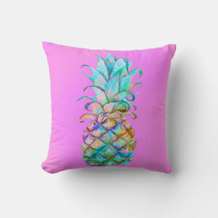 Rosa Spaß Tropisches Ananas-Farb-Spritzer Kissen