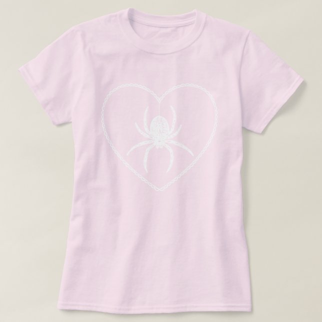 Rosa Spider Herz T - Shirt (Design vorne)