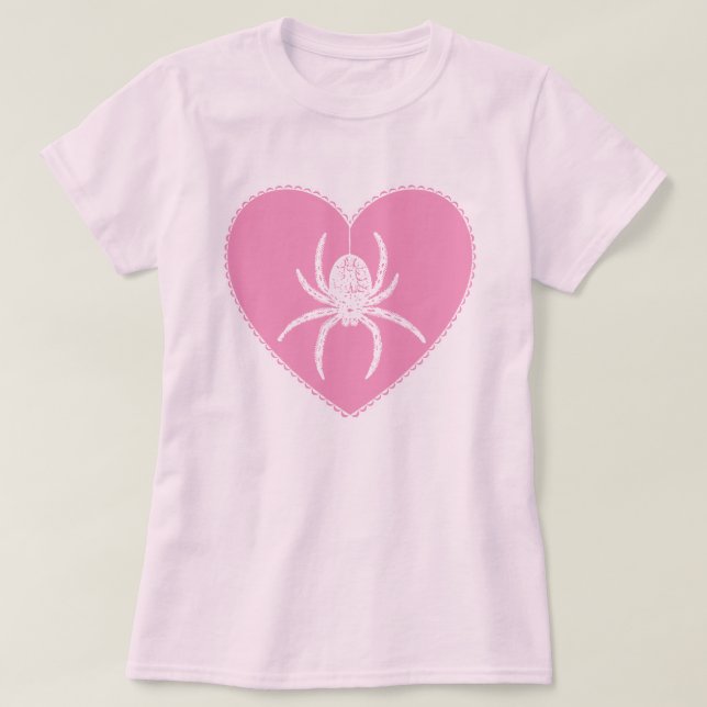 Rosa Spider Herz T - Shirt (Design vorne)