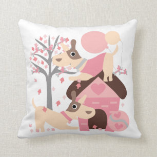 Rosa spielerisches Welpen-Kissen Kissen