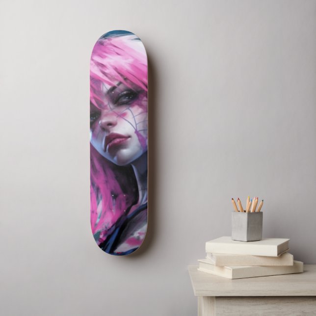 Rosa Spinne Skateboard (Wandkunst)