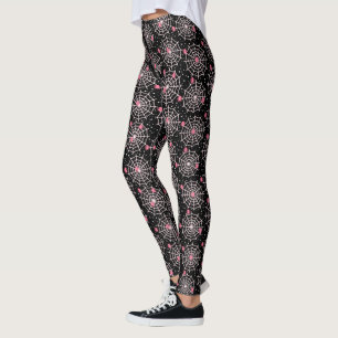 Rosa Spinnen und Spinnenwebs Leggings