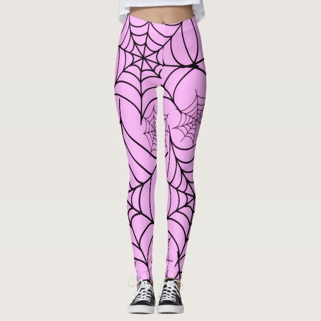 Rosa-Spinnennetze Leggings (Vorderseite)