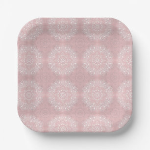 Rosa spirituelles indisches Mandala-Muster Pappteller