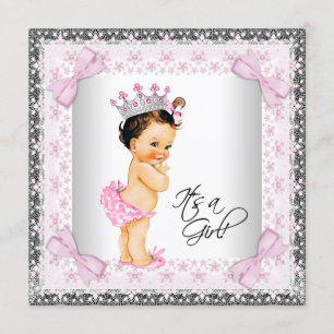 Rosa Spitze beugt Girly Prinzessin Babyparty Einladung