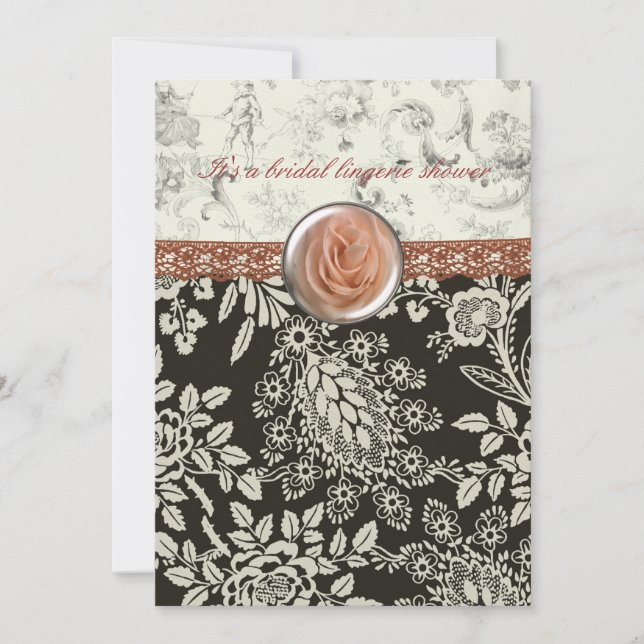 Rosa Spitze-Brautpartyeinladung Einladung (Vorderseite)