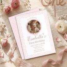 Rosa Spitze Foto Erster Geburtstag, Baby Mädchen
