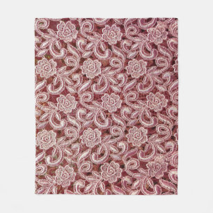 Rosa Spitze, Muster mit antiken Rosen. Fleecedecke