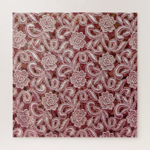 Rosa Spitze, Muster mit antiken Rosen. Puzzle
