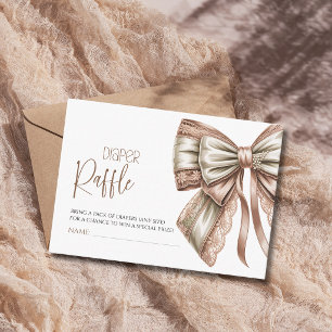 Rosa Spitze Perlen Schleife Baby Shower Windel-Raf Begleitkarte