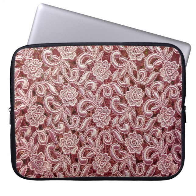 Rosa Spitze, Vintage Rose Muster. Laptopschutzhülle (Vorderseite)