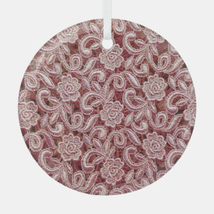 Rosa Spitze, Vintage Rose Muster. Ornament Aus Glas