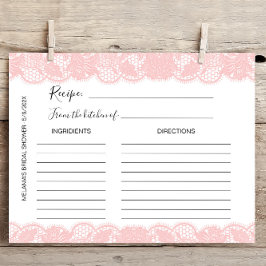Rosa Spitzen Brautparty Rezeptionskarten