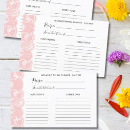 Rosa Spitzen Brautparty Rezeptionskarten