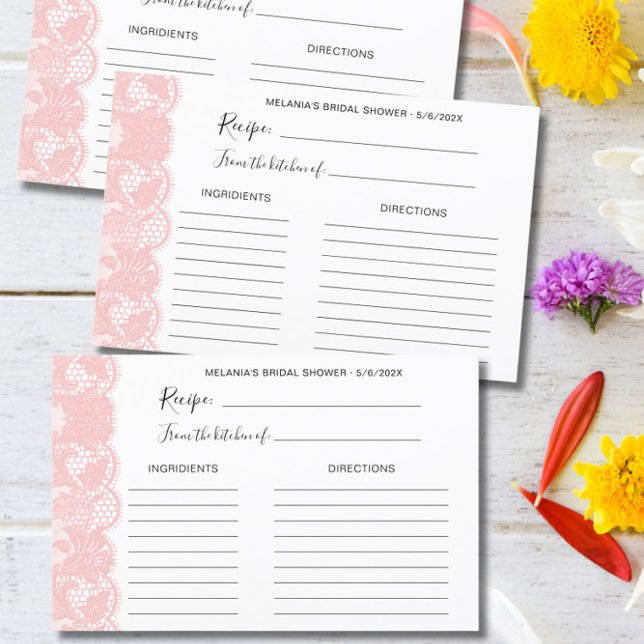 Rosa Spitzen Brautparty Rezeptionskarten (Von Creator hochgeladen)