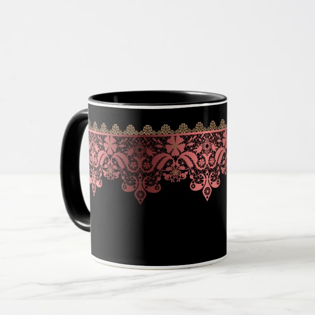 Rosa Spitzen romantische Dekoration Gradienten Bro Tasse (Vorderseite Links)