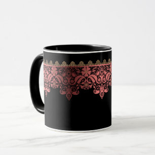 Rosa Spitzen romantische Dekorationsverlauf Bronze Tasse