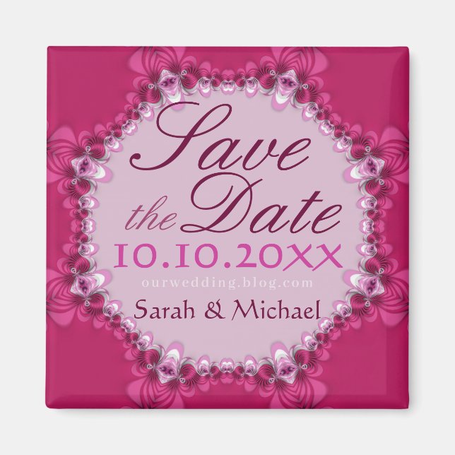 Rosa Spitzenkreis Save-the-Date-Magnet Magnet (Vorne)