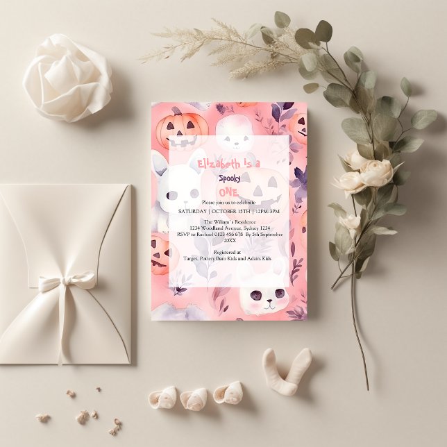 Rosa Spooky Ein Halloween Geburtstag Einladung (Von Creator hochgeladen)