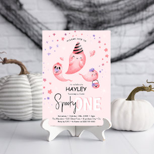 Rosa spooky ONE Geistermädchen Halloween 1. Geburt Einladung