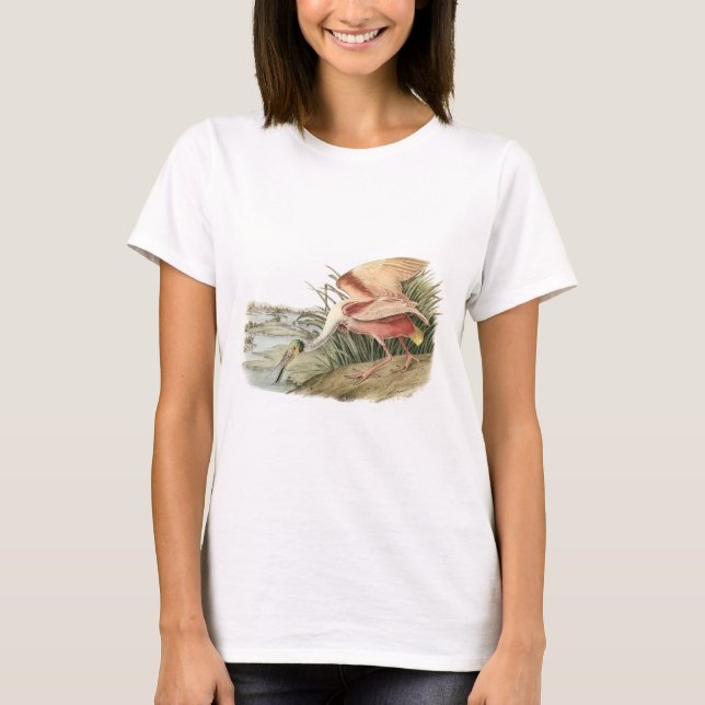 Rosa Spoonbill durch Audubon T-Shirt (Vorderseite)