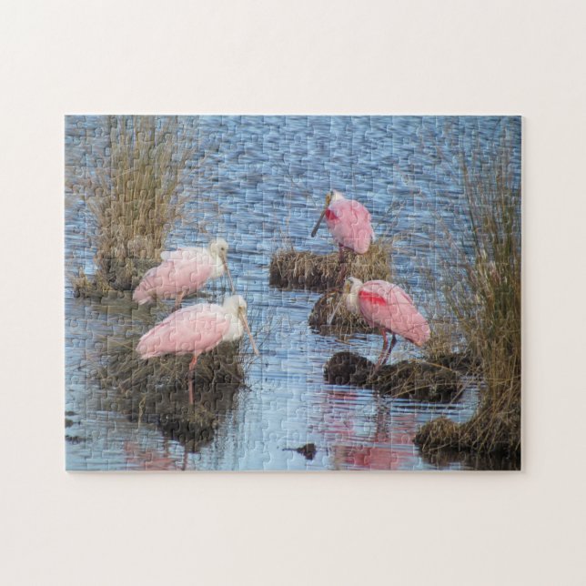 Rosa Spoonbillspoonbills-rosa Wasser-Vogel Puzzle (Horizontal)