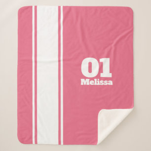 Rosa Sport Strip Monogram Sherpa Blanket Sherpadecke