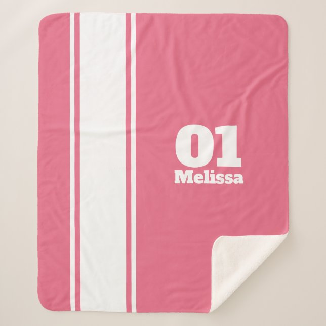 Rosa Sport Strip Monogram Sherpa Blanket Sherpadecke (Vorderseite)