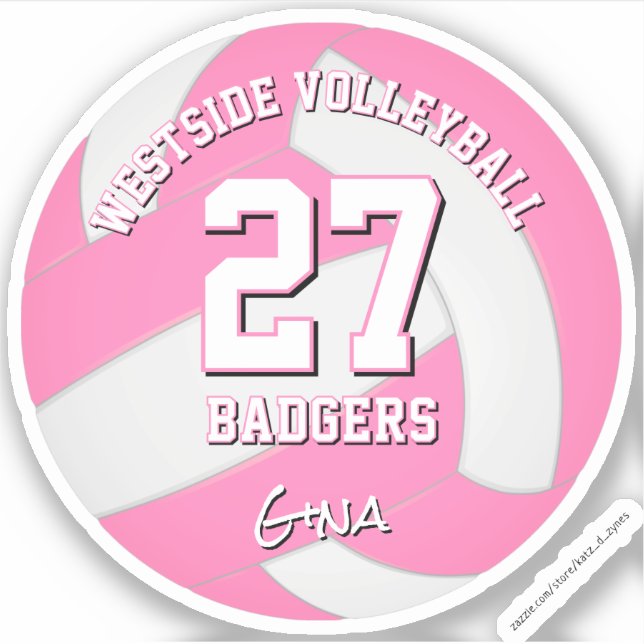 rosa Sportmannschaft spielt Volleyball Aufkleber (Vorderseite)