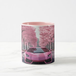 Rosa Sportwagen Kirschblüten-Kaffeetasse Luxus Tasse