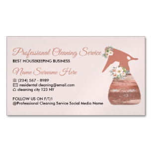 Rosa Spray Blumen Glamour Reinigungsdienst Magnetische Visitenkarte