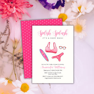 Rosa Spritz-Spratz-Surf-Strand-Mädchen-Baby-Party Einladung