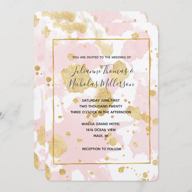 Rosa Spritzer Abstrakt Einladung (Vorne/Hinten)