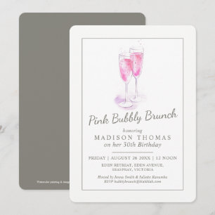 Rosa sprudelnder Brunch Champagner Blasen Event Einladung