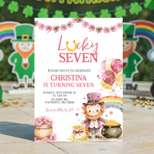 Rosa St. Patrick Lucky Seven Geburtstagseinladung Einladung