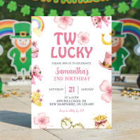 Rosa St. Patrick Zwei Glücks Geburtstagseinladung