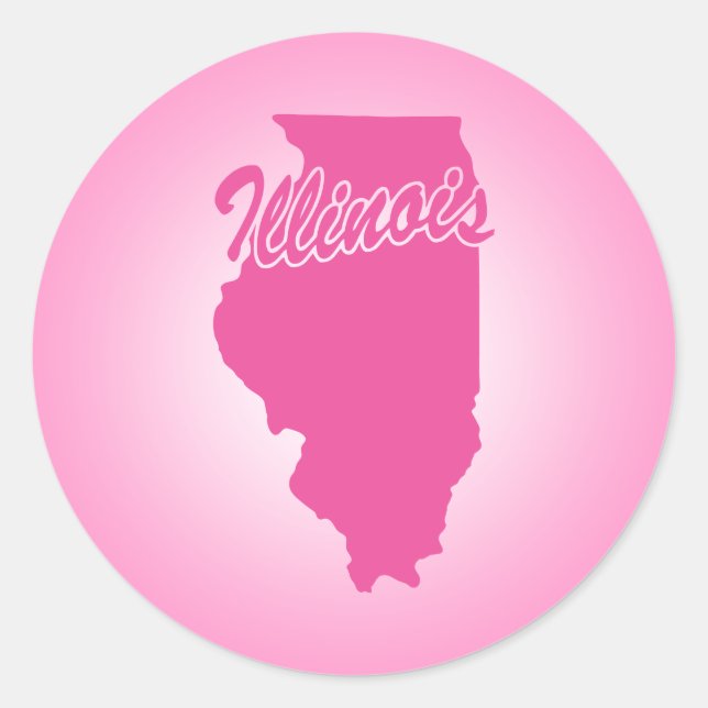 Rosa Staat Illinois Runder Aufkleber (Vorderseite)