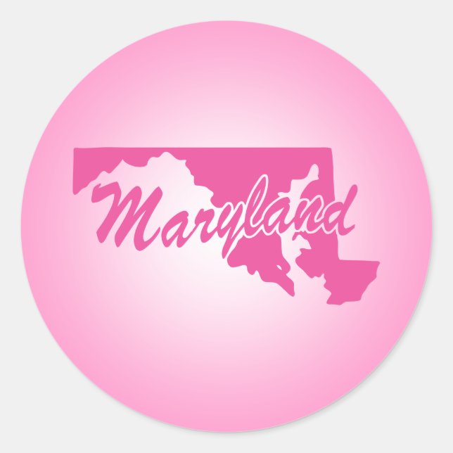 Rosa Staat Maryland Classic Round Sticker (Vorderseite)