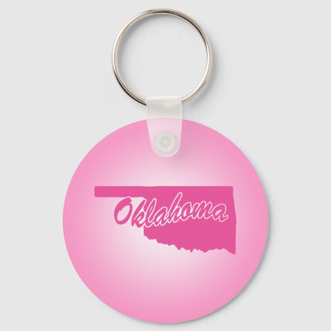 Rosa Staat Oklahoma Schlüsselanhänger (Vorderseite)