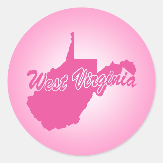 Rosa Staat West Virginia Klassischer Rundsticker Runder Aufkleber (Vorderseite)
