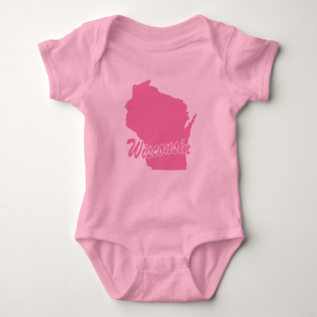 Rosa Staat Wisconsin Baby Strampler (Vorderseite)